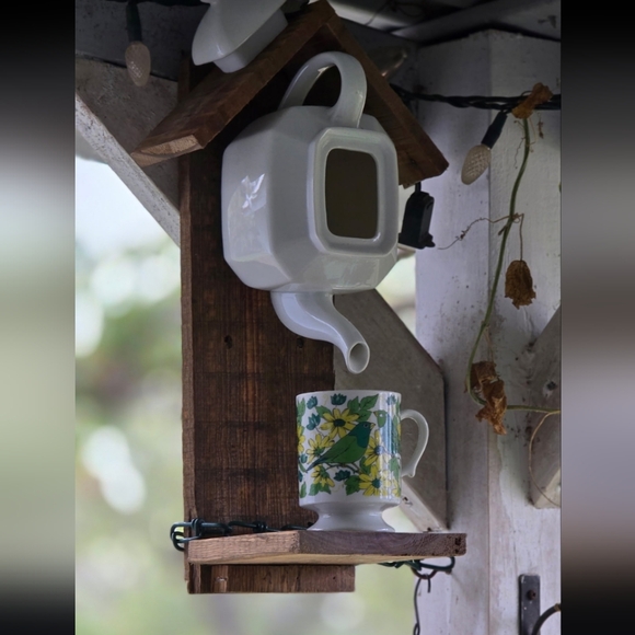 Rustic Wooden Bird Feeder Handmade Panda - Picture 12 of 13